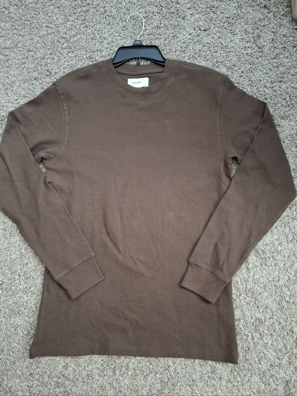 Public Supply Men's Cotton Chocolate Long Sleeve Thermal Shirt Size Medium NWT